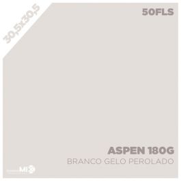 Papel Color Plus 180g 30 5x30 5cm Aspen Branco Gelo Perolizado 50 Folhas