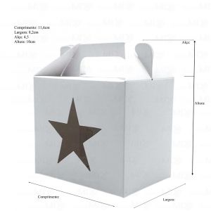 100 Caixas Brancas Para Embalar Canecas Com Alça e Visor - Estrela