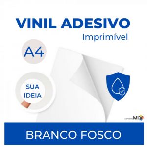 Vinil Adesivo Imprimivel à Prova D'água A4  - Branco Fosco