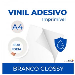 Vinil Adesivo MASTERPRINT Imprimivel à Prova D'água A4 - Branco Glossy 10 Folhas