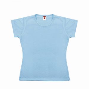 Camiseta Baby Look Azul Bebê 100% Poliéster