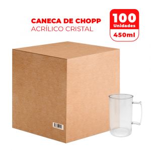 Caneca de Chopp Acrílica Cristal 450ml 100 unidades