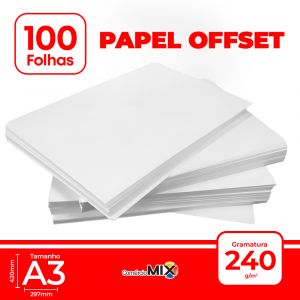 Papel Offset 240g A3 c/ 100 folhas