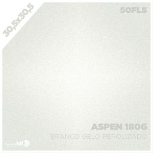 Papel Color Plus 180g 30,5x30,5cm Aspen (Branco Gelo Perolizado) 50 Folhas