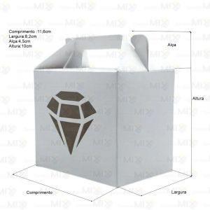 100 Caixas Brancas Para Embalar Canecas Com Alça e Visor - Diamante