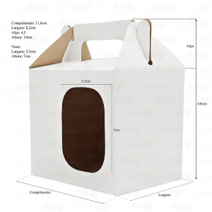 100 Caixas Brancas p/ Embalar Canecas - Com Alça e Visor Retangular