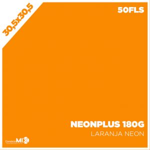 Papel Neon Plus 180g 30,5x30,5cm Laranja 50Fls