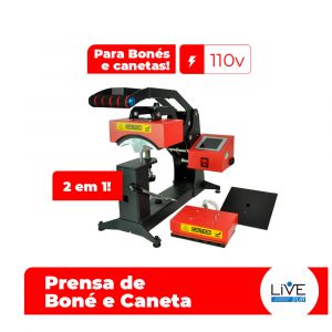 Prensa Térmica Touch Screen 2 em 1 - Boné e Caneta - Live - 110 V