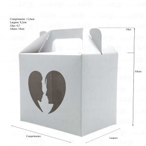 100 Caixas Brancas Para Embalar Canecas Com Alça e Visor - Casal / Amor
