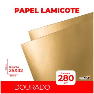 Papel Lamicote dourado Importado 25x32cm 280gr