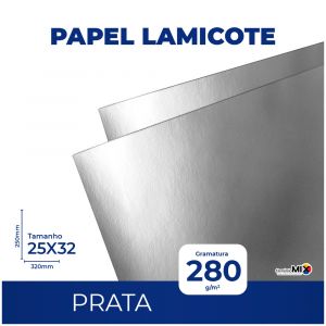 Papel Lamicote Prata Importado 25x32cm 280gr